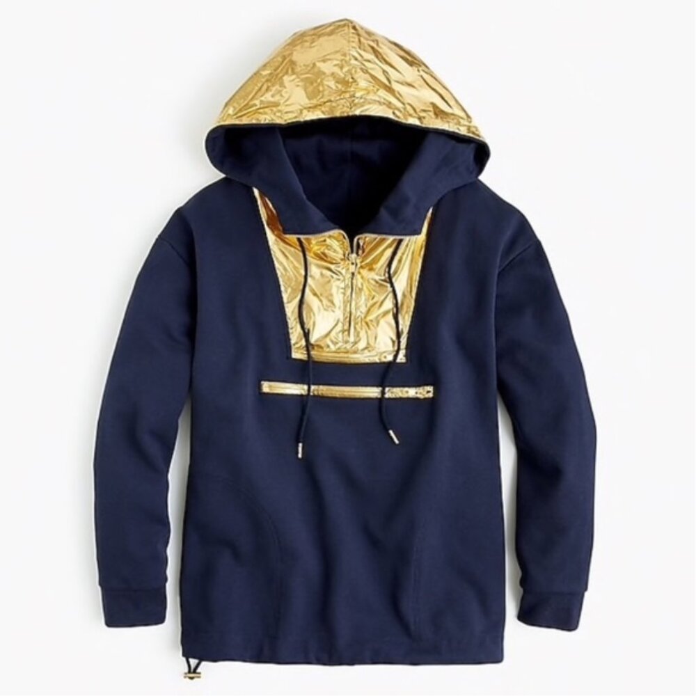 NWT J.Crew Solid anorak w/ Metallic Hood